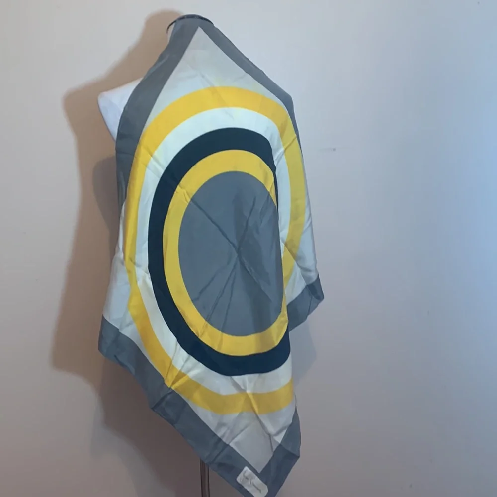 Jean Casauave Yellow , Black, White and Gray Vintage Scarf - Picture 3 of 6